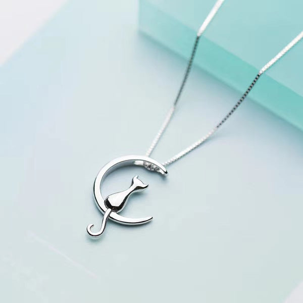 Sterling Silver Cat Charm Pendant Necklaces for Women New Fashion Jewely Small Chokers Necklaces Fine Jewelry