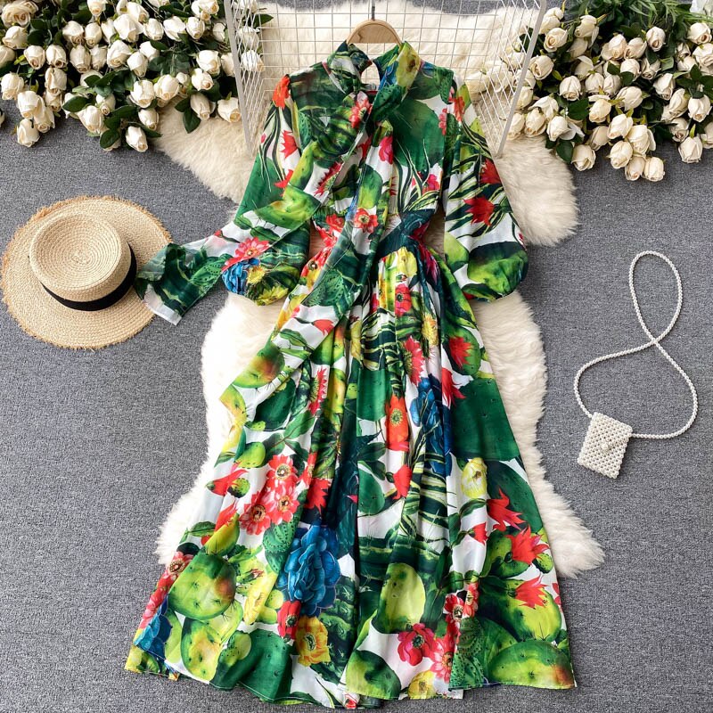 Print Chiffon Beach Dress